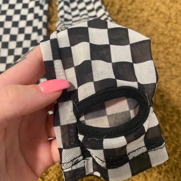 Womens mesh long sleeve tee shirt checkered - Picture 2 of 4